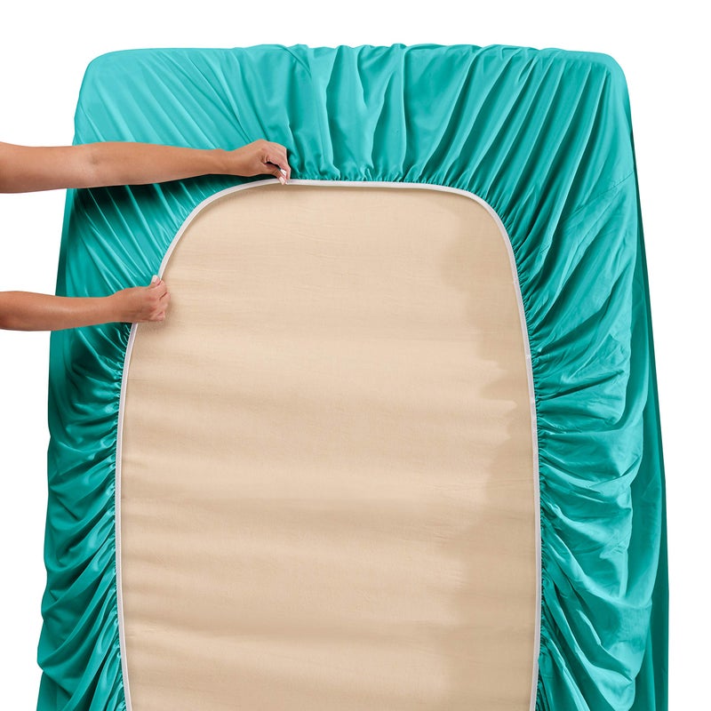 Clara Clark Flex Top King Sheets, 6 Piece Set - Hotel Luxury Sheets for Top Split King Bed, Super Soft Bedding Set, Head Split King Teal - Image 4